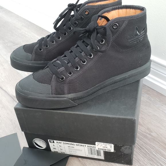 100% Authentic Raf Simons x Adidas Spirit  High Black Sneakers Sz 8 US - Picture 4 of 10